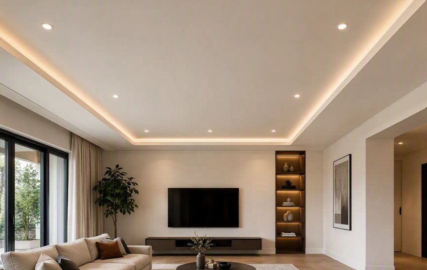 RILON cove ceiling with concealed lighting, residential living room